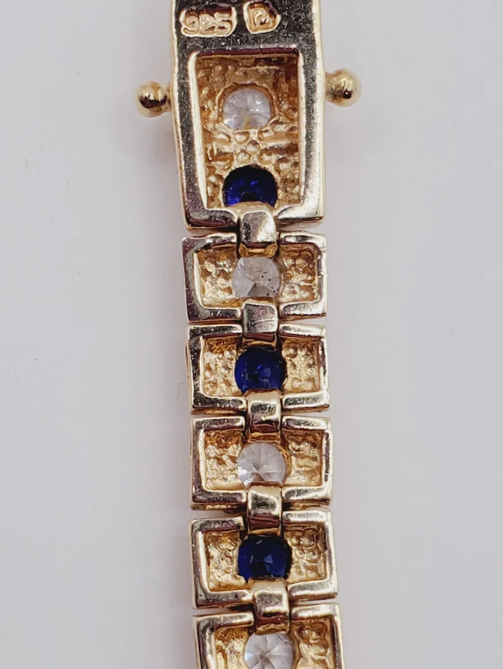 Classic Yellow Gold - 925 Sterling Silver Blue Sapphire Tennis Bracelet